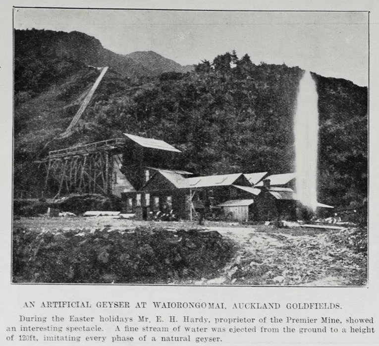 An artificial geyser at the Premier Mine, Waiorongomai