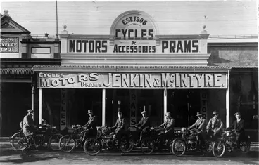 Image: Motor Cycle club members on their machines