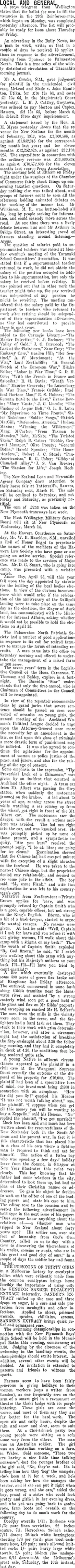 Image: LOCAL AND GENERAL. (Taranaki Daily News 7-3-1917)
