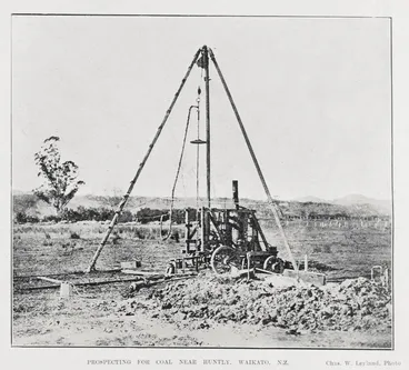 Image: PROSPECTING FOR COAL NEAR HUNTLY, WAIKATO, N.Z.