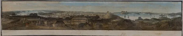 Panorama du Port Jackson et de la Ville de Sidney, pris d’une colline Près La Rivière de Paramatta.