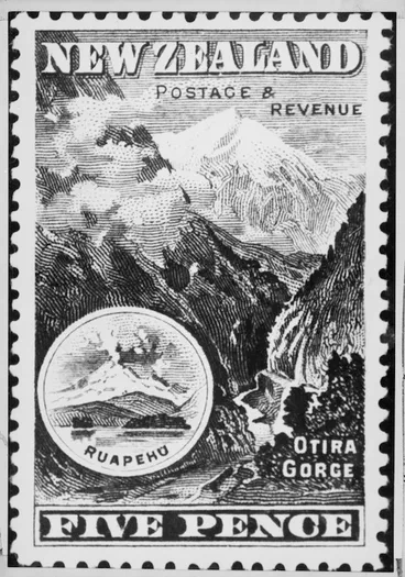 Image: New Zealand five pence stamp printed in 1898