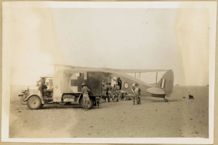 Evacuating wounded soldiers by aircraft, El Alamein, Egypt, 1942