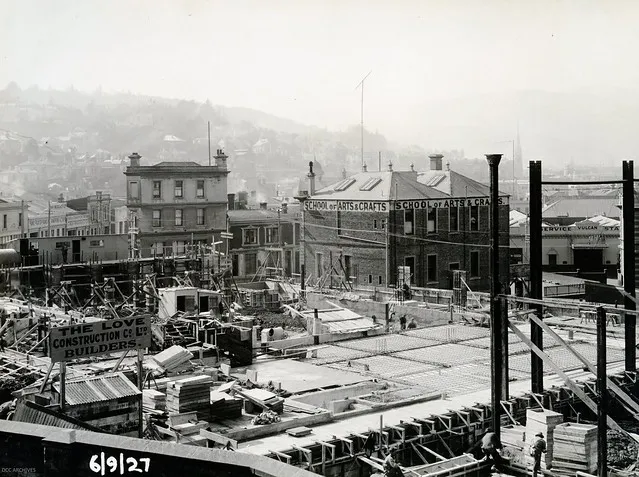 Foundation Work, looking towards Filleul Street - Dunedin Town Hall