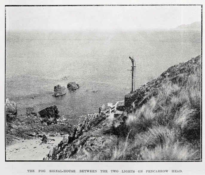 The fog signal-house between the two lights on Pencarrow Head