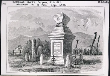 Image: Barraud, Charles Decimus, 1822-1897 :Monument to Te Puni. [C. D. Barraud del], Duvergier Sc. London, [1877]