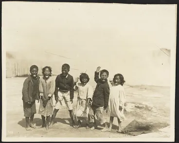 Image: New Zealand Tourist and Publicity Department : Photograph of Maori children delivering a pukana while performing a haka