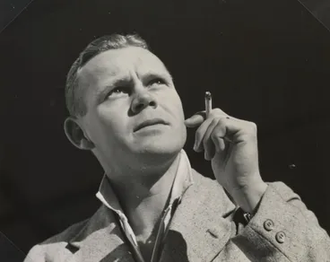 Image: Untitled [man with cigarette, Pukeora Sanatorium, Waipukurau]