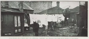 Four houses and a brick shop and dwelling combined, all sharing the yard space shown in the photo Image: Four houses and a brick shop and dwelling combined, all sharing the yard space shown in the photo