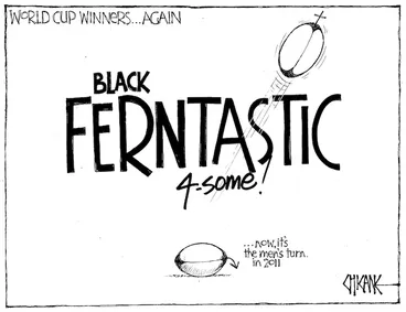 Image: World Cup winners... again. BLACK FERNTASTIC 4-some!... now, it's the men's turn in 2011. 7 September 2010