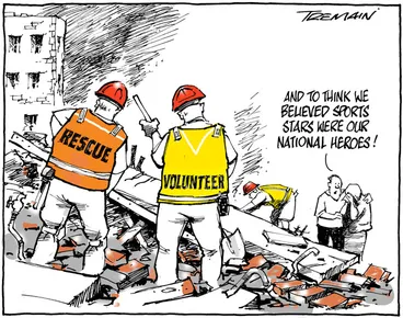 Image: Tremain, Garrick, 1941- :[Heroes in the Christchurch earthquake] 25 February 2011