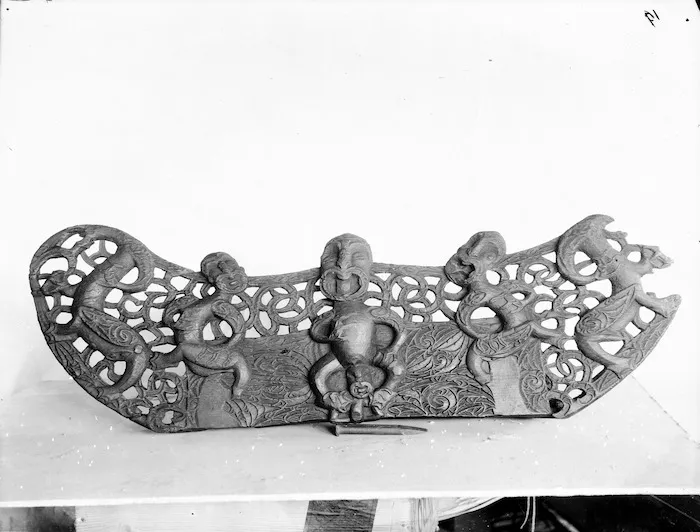 Maori wooden carved door lintel
