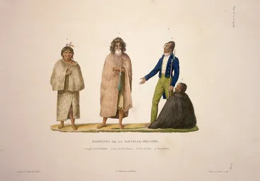 Image: Lejeune, Jules Louis, fl 1804-1851 :Habitants de la Nouvelle Zelande. 1. Songhi chef de Kidikidi. 2. Toui chef de Kawera. 3. Frere de Toui. 4. Jeune femme. [Lejeune et Chazal delint; Ambroise Tardieu sculpt. 1825]