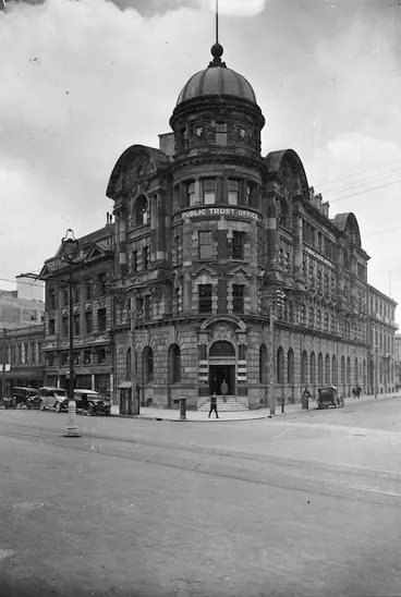 Image: Public Trust Office building on the corner of Stout Street and Lambton Quay, Wellington
