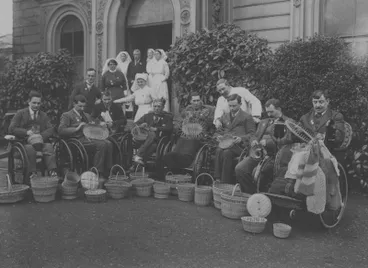 Image: Soldier patients show their hand work at Lonsdale House Hospital, London