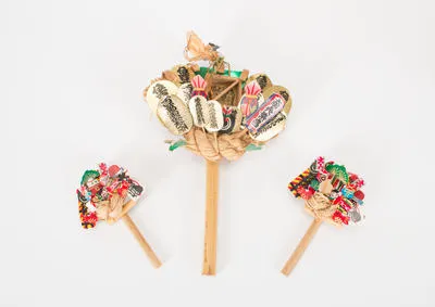 Three decorations on sticks