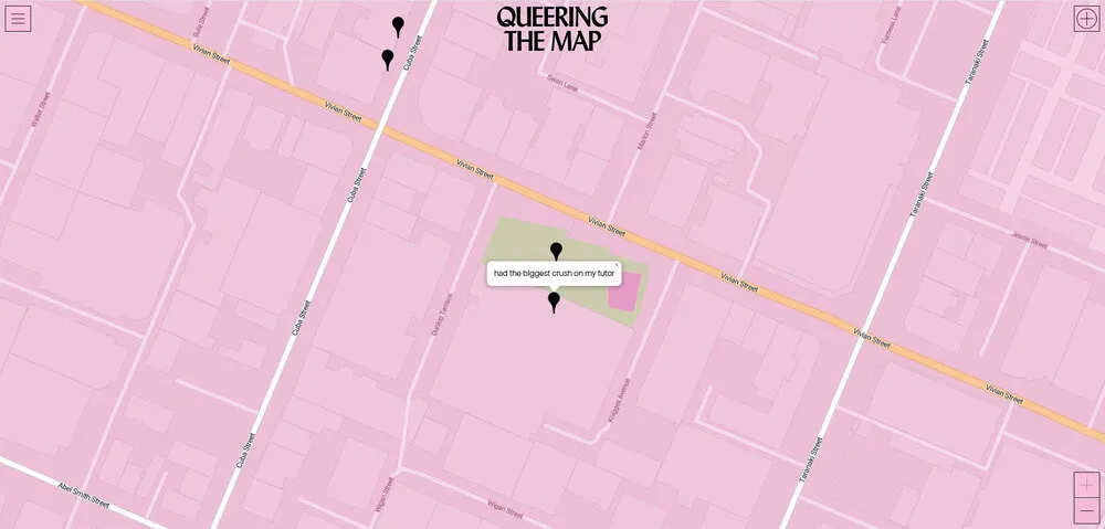 Queering the Map Te Aro Campus pin 1