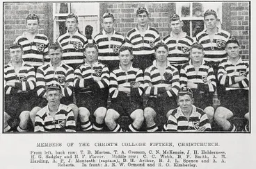 Image: Members of the Christ's College fifteen, Christchurch