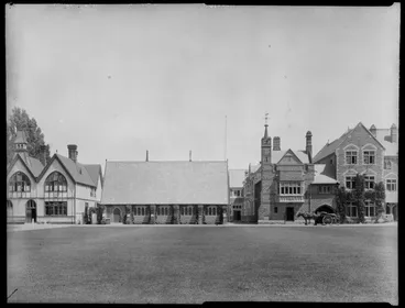 Image: West side of quadrangle and buildings including School House and Big School, Christ's College, Christchurch