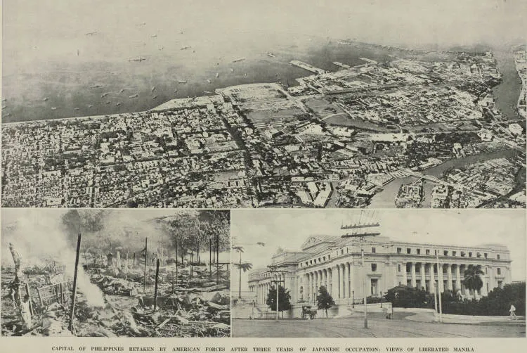 Capital of Philippines retaken by American forces after three years of Japanese occupation: views of liberated Manila