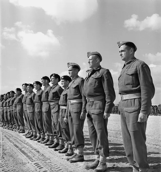 Men of the NZ Armd Bde on parade for presentation of awards, Maadi, Egypt