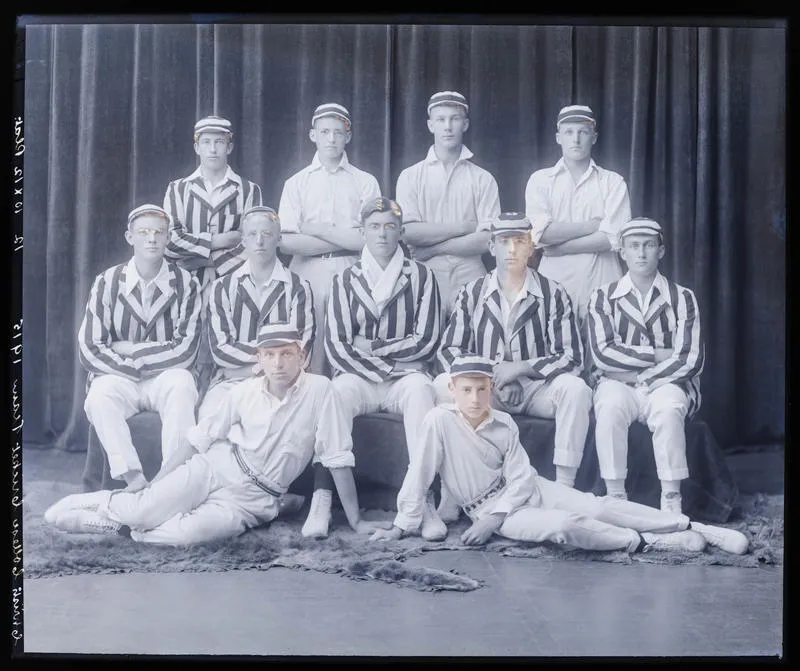 Glass Plate Negative: Christ's College Cricket Team, 1915