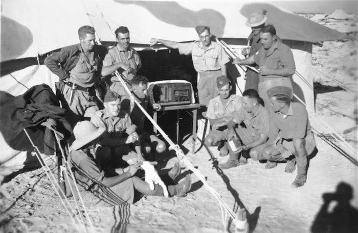 N.Z.E.F. Mechanical engineers listening to the morning radio