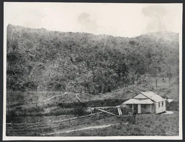 Image: Creator unknown :Scene in Karori, Wellington, with house built by Timothy Benton