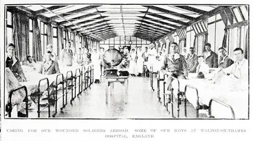 Image: Caring for our wounded soldiers abroad: some of our boys at Walton-on-Thames Hospital, England