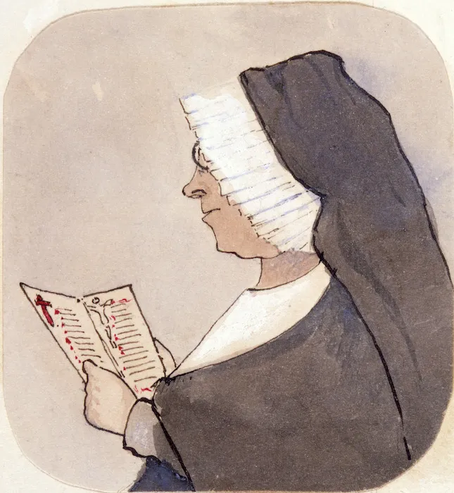 Artist unknown :[Album of an officer]. A sister of 'merci' after 16 glasses of 'Phiz' on board M. J. S. S. Alphee. [1863?]