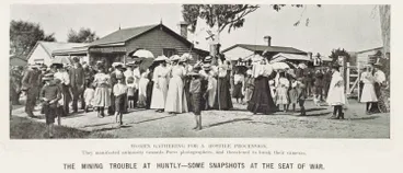 Image: Women gathering for a hostile procession