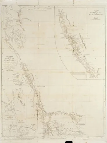 Image: Map and chart of the west coast of Australia from Swan River to Shark Bay including Houtman's Abrolhos and Port Grey from the Surveys of Capts. Grey, Wickham, King and from other official documents