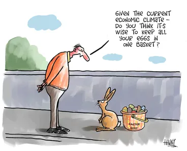 Image: "Given the current economic climate - do you think it's wise to keep all your eggs in one basket?" 9 April 2009