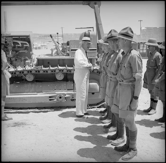 Prime Minister Peter Fraser at the NZ Engineering Training Depot, Maadi