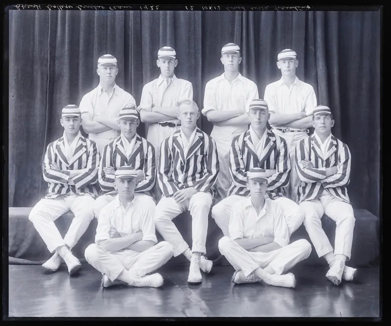 Glass Plate Negative: Christ's College cricket team