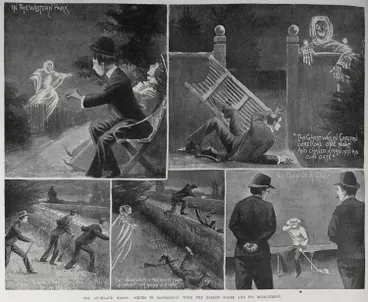 The Auckland ghost: Scenes in connection with the recent scare and its Denouement Image: The Auckland ghost: Scenes in connection with the recent scare and its Denouement