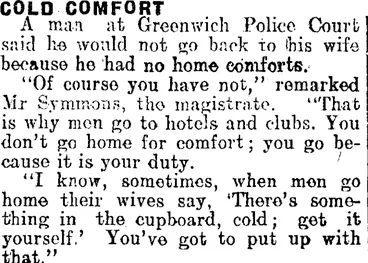 Image: COLD COMFORT. (Mataura Ensign 28-3-1913)