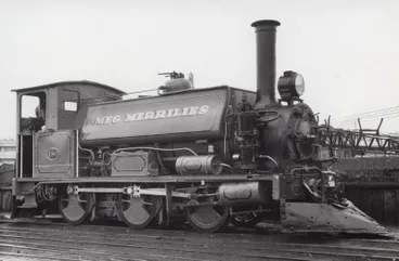 Image: Steam locomotive F 180 (Meg Merrilies) at Auckland depot, 1965