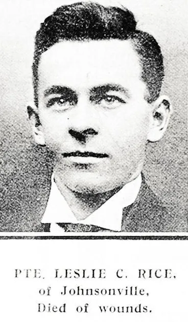 Image: Pte. Leslie C. Rice, of Johnsonville. Died of wounds