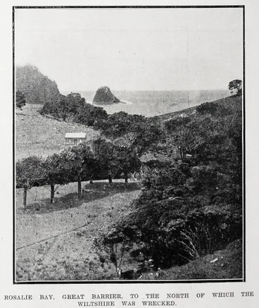 Image: Rosalie Bay, Great Barrier, to the north of which the Wiltshire was wrecked