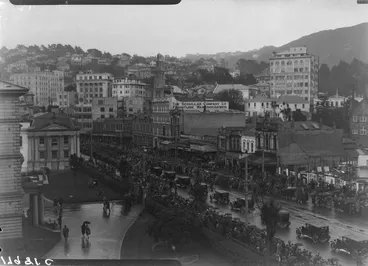 Image: Funeral procession travelling down Lambton Quay, Wellington