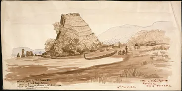 Image: Woore, Thomas, 1804-1878: Hippa or native fortress, Runghahoa [sic] Bay of Islands N.Z., 10th March, 1834. 1932