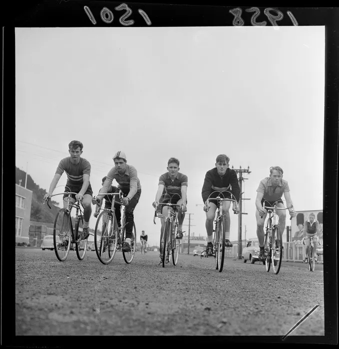 Unidentified male cyclists, Petone, Lower Hutt