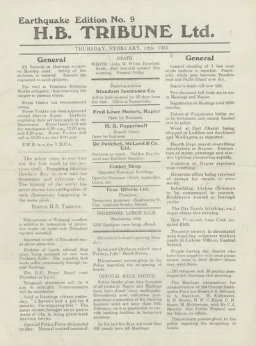 Image: Bulletin, Hawke's Bay Tribune Limited, Earthquake Edition
