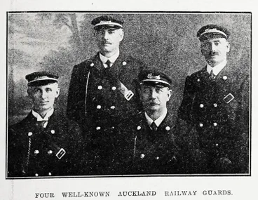 Four well-known Auckland railway guards Image: Four well-known Auckland railway guards