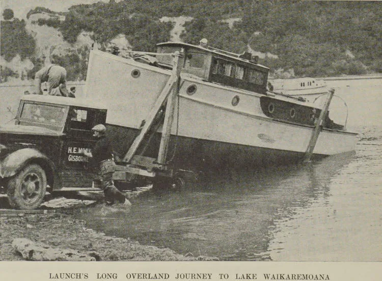 Launch's long overland journey to Lake Waikaremoana