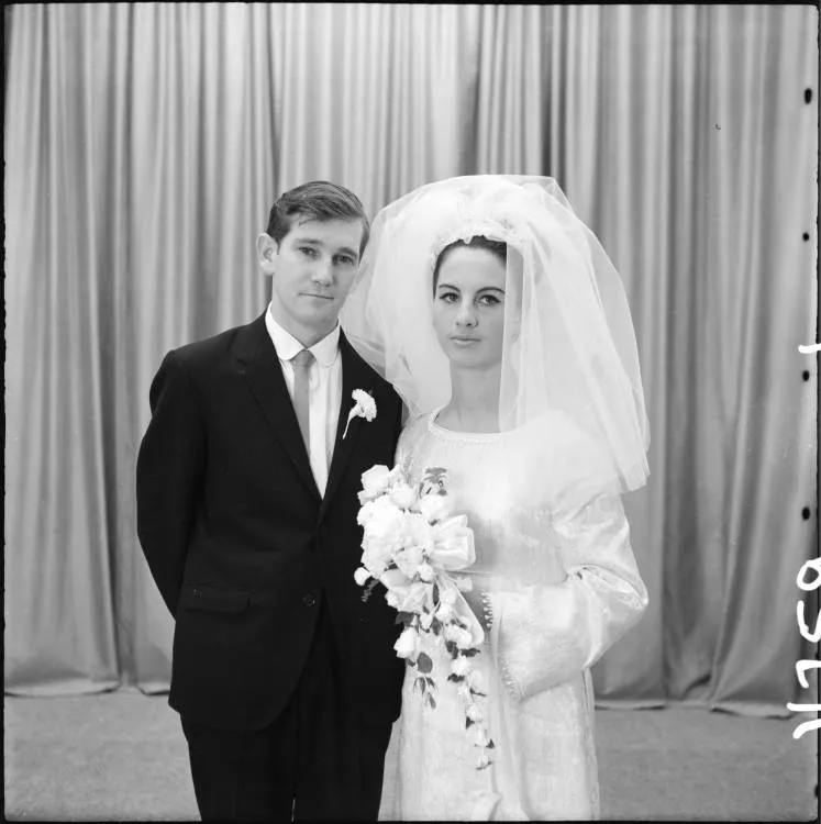 Wedding portraits of Malcolm Grant and Lorraine Murray, 1968