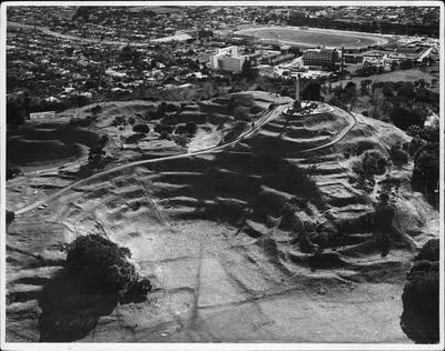 Aerial view of One Tree Hill and Cornwall Park.