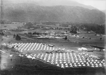 Image: Overlooking rows of tents at Trentham Military Camp