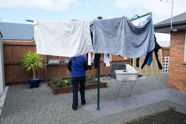 Image: Hanging out washing in a garden in Halswell